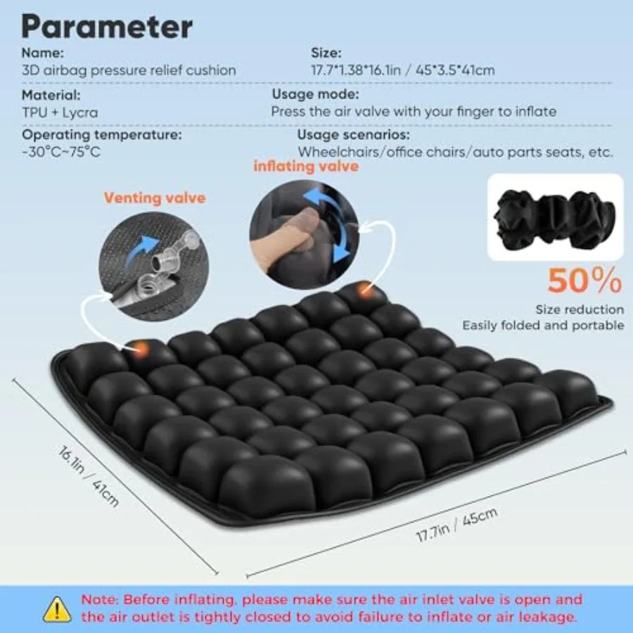 Upgrade Airplane Seat Cushion Without Air Pump Inflatable Seat Cushion for Long Flights Portable Wheelchair Cushions Adjustable