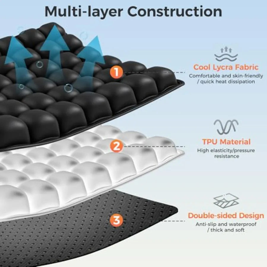 Upgrade Airplane Seat Cushion Without Air Pump Inflatable Seat Cushion for Long Flights Portable Wheelchair Cushions Adjustable