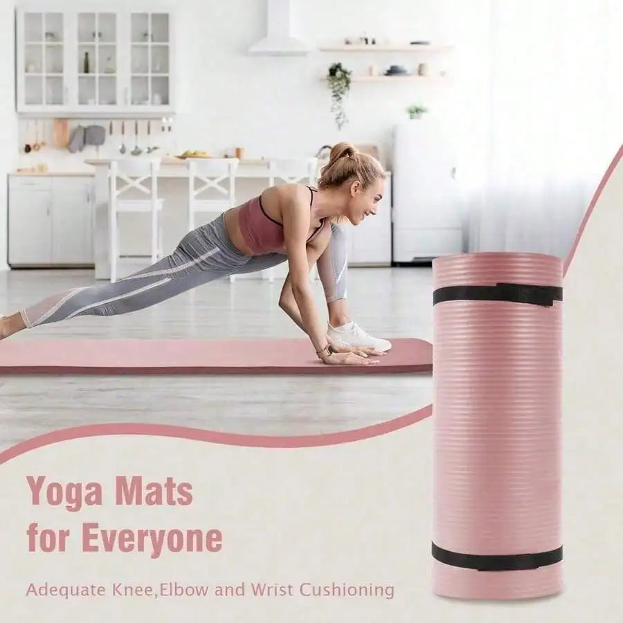 Thick High Density Yoga Mat With Non Slip Carry Strap