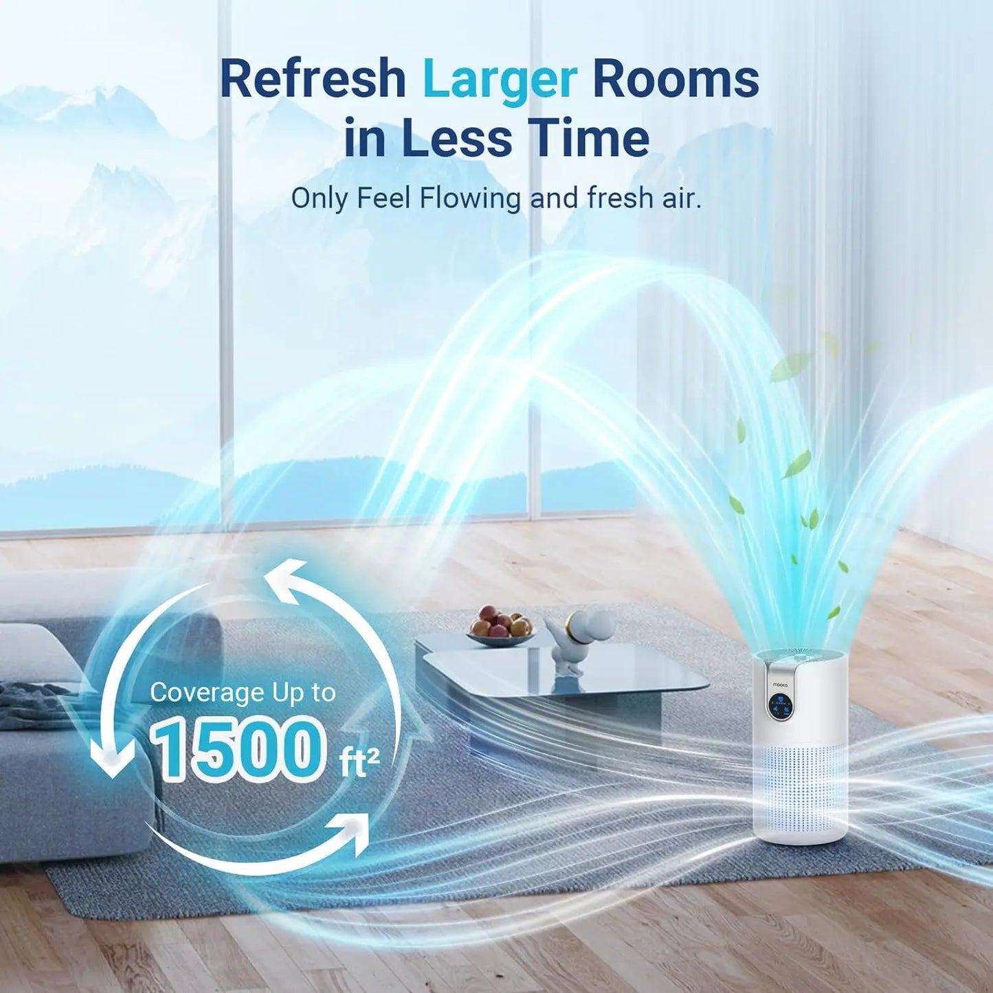 MOOKA Large Room Air Purifier With Aromatherapy HEPA