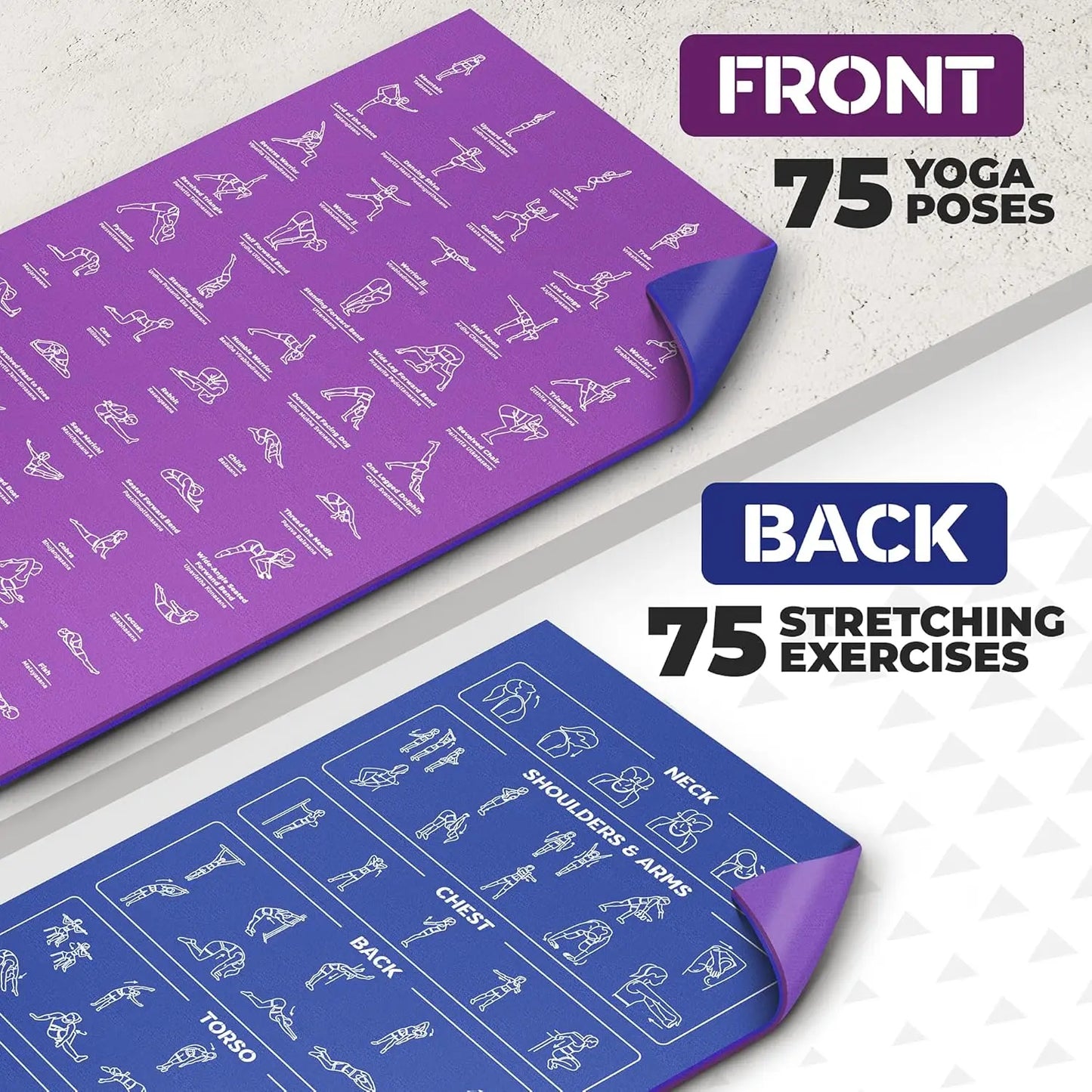 Cute Yoga Mat With Illustrated Poses Non Toxic Non Slip