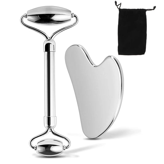 Stainless Steel Facial Roller Gua Sha Set for Lymphatic Drainage