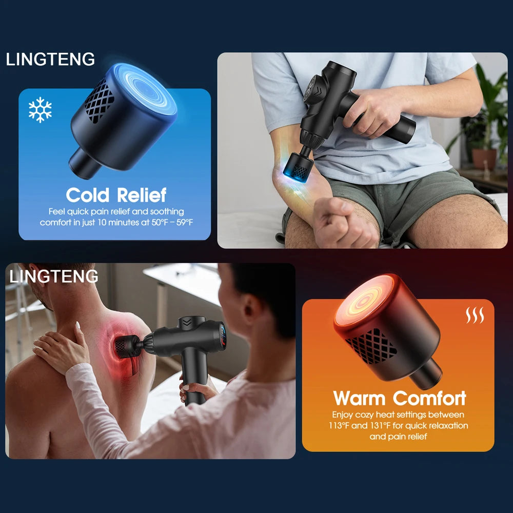Lingteng Deep Tissue Percussion Massage Gun With Hot And Cold