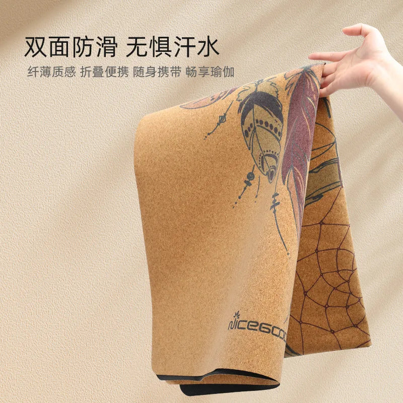 Cork Yoga Mat With Extra Thick Rubber Grip Portable