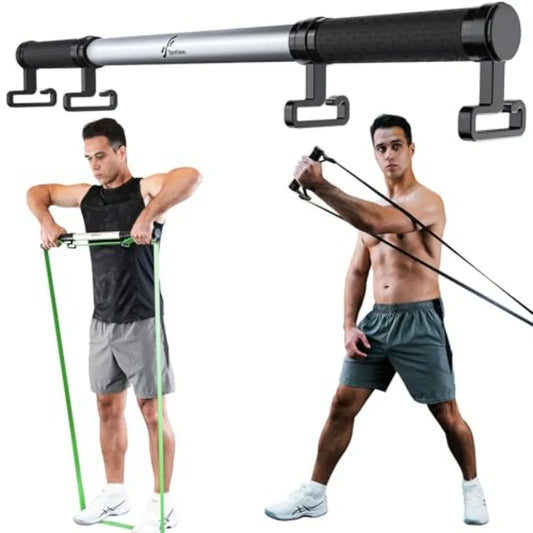 Resistance Band Bar, Detachable Workout Exercise Bar Handles for All Kinds Resistance Bands - 3 in 1 Power Lifting Fitness Bar f
