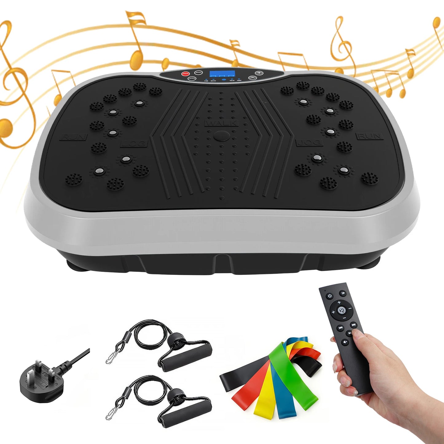 Portable Vibration Plate With Bluetooth Resistance Bands And Yoga Straps