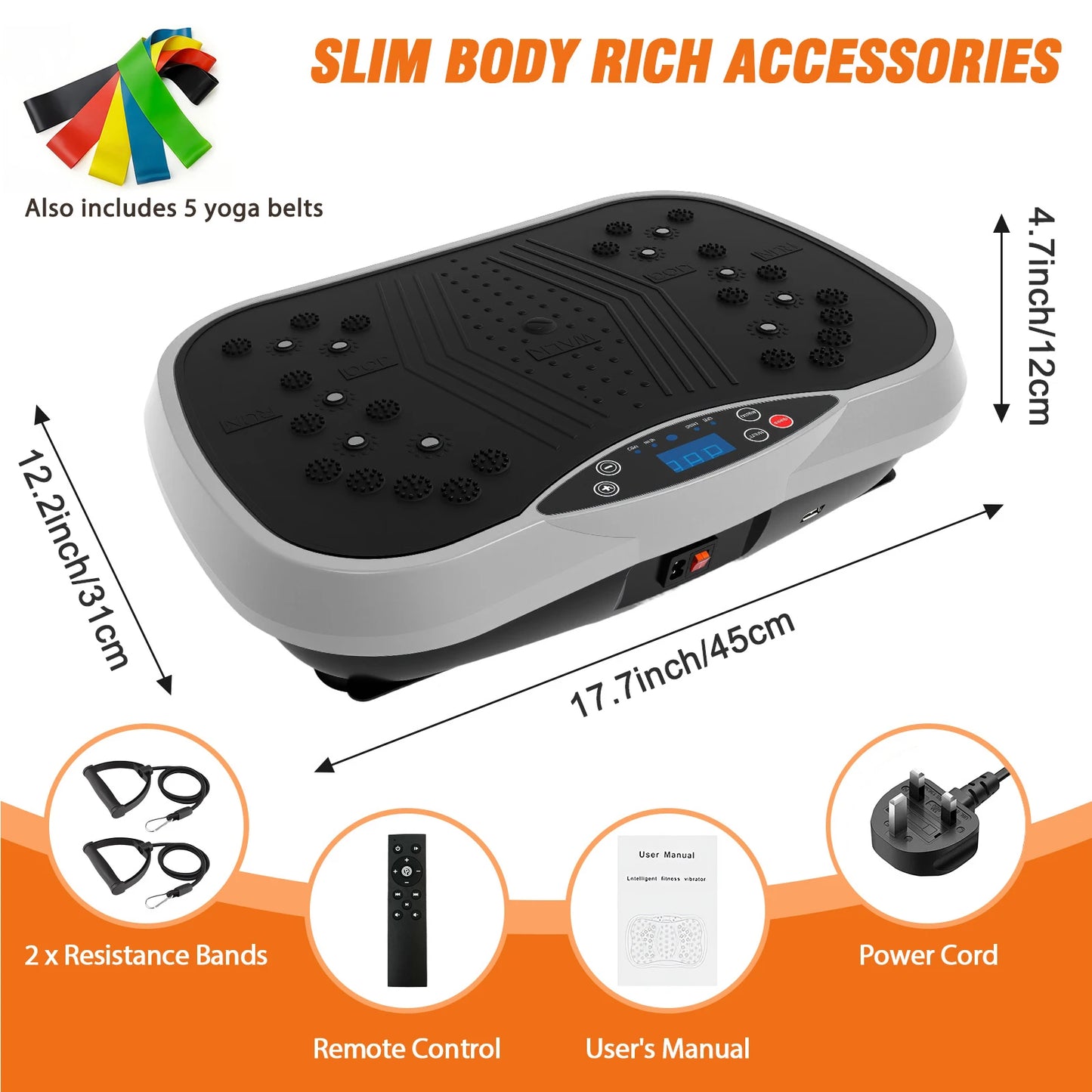 Portable Vibration Plate With Bluetooth Resistance Bands And Yoga Straps