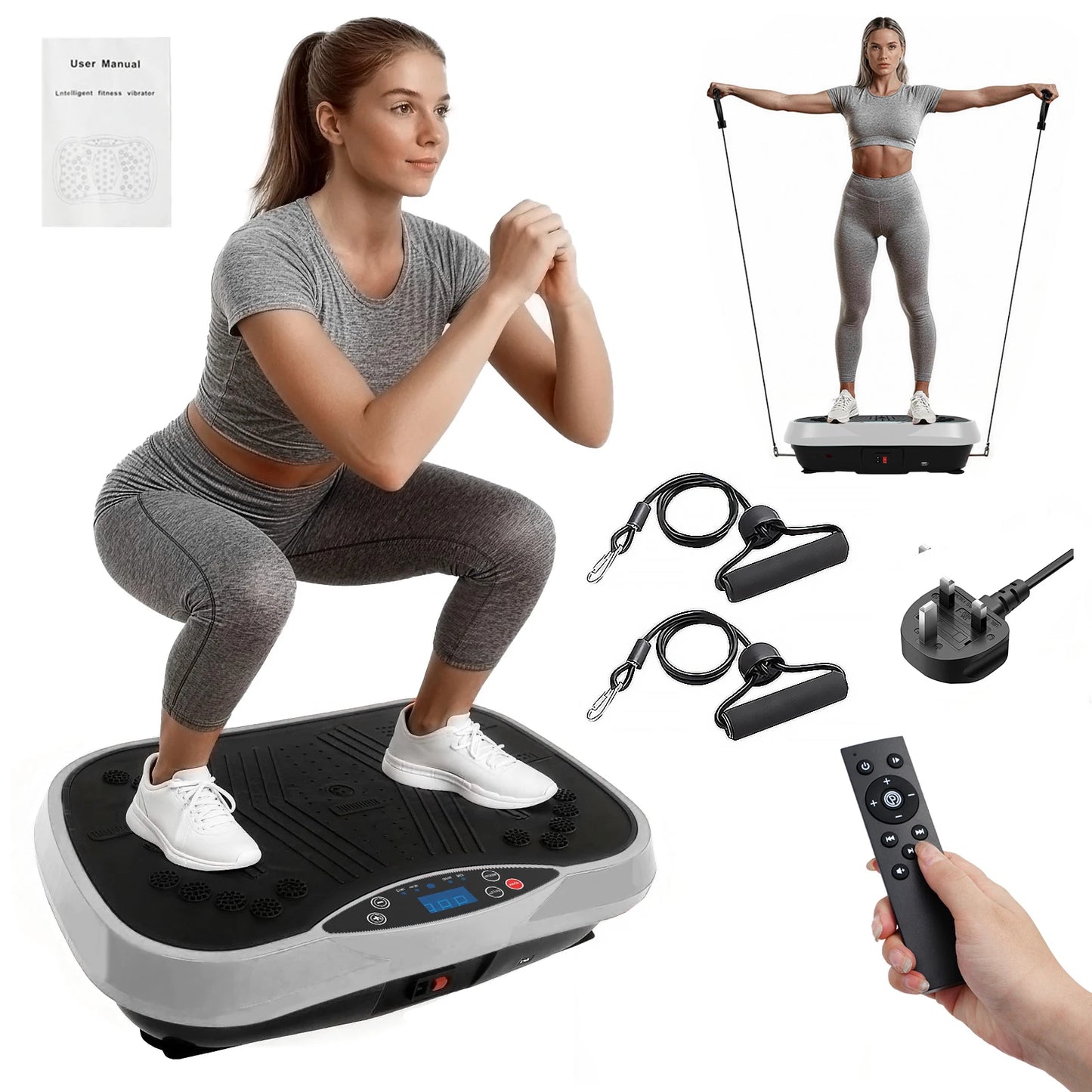 Portable Vibration Plate With Bluetooth Resistance Bands And Yoga Straps
