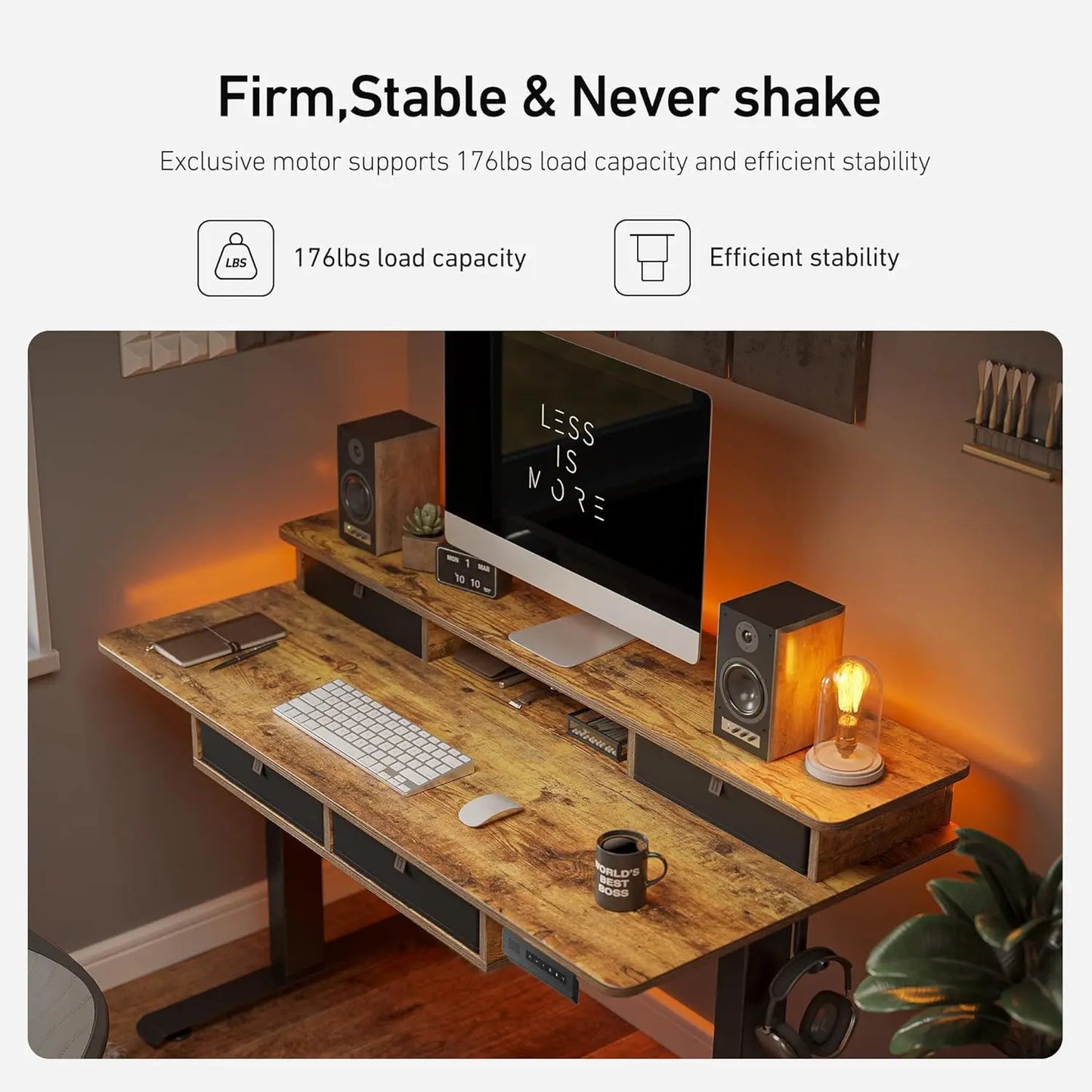 48'' x 24'' Electric Standing Desk Adjustable Height with 4 Drawers, Home Office Stand Up Table with 4, Customized