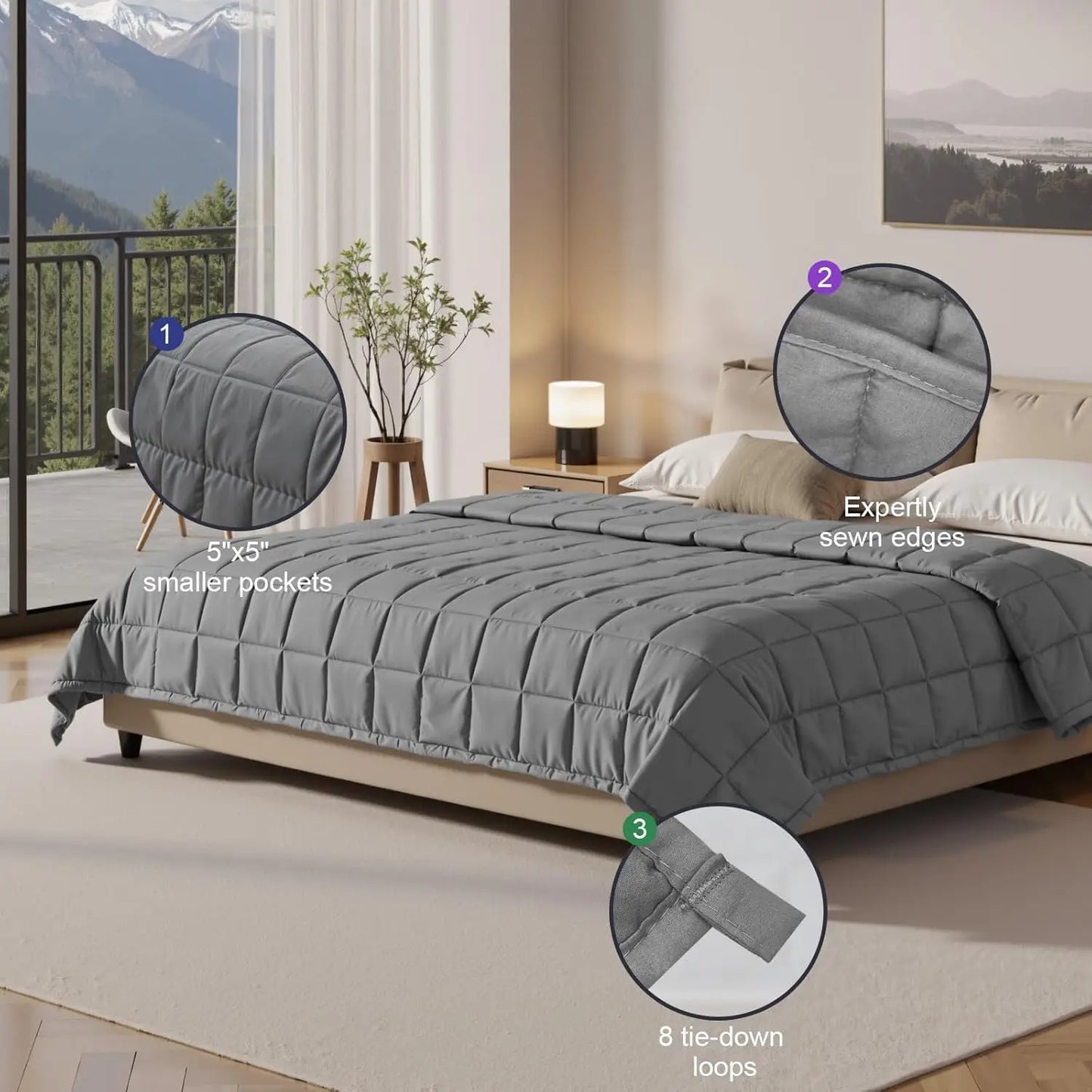 15 Lb Cooling Weighted Blanket With Glass Beads For Adults