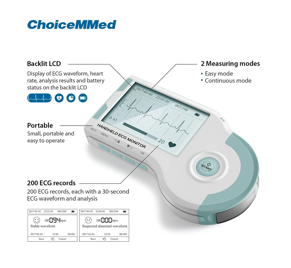ChoiceMMed MD100B Handheld ECG Monitor Real Time Heart Rate