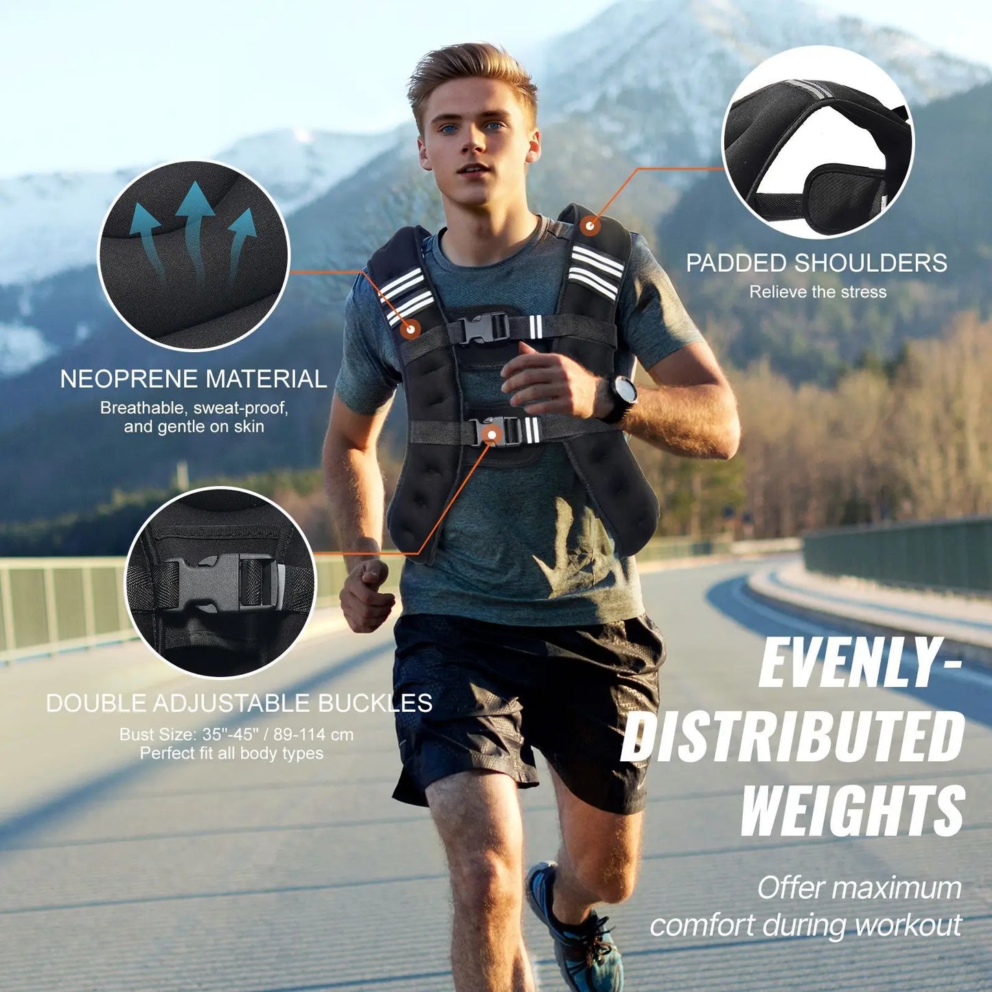 Weighted Vest 12 Lbs Adjustable Buckle For Running Fitness