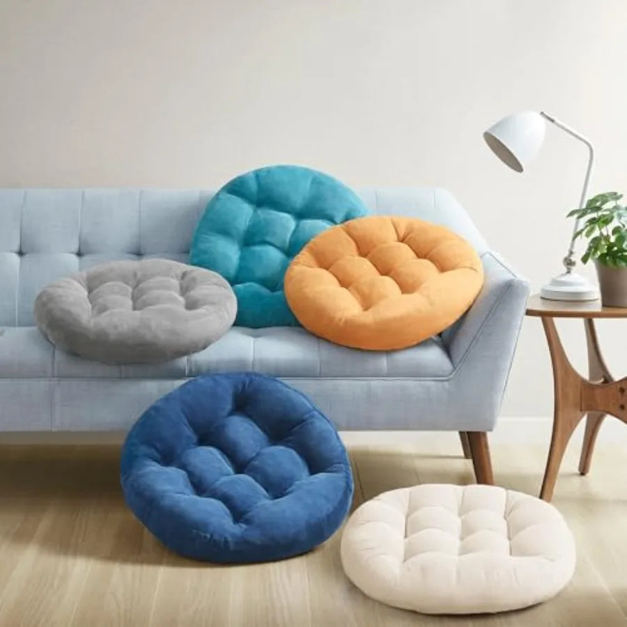 Meditation Floor Pillow Set of 2 Tufted Corduroy Tatami Cushions