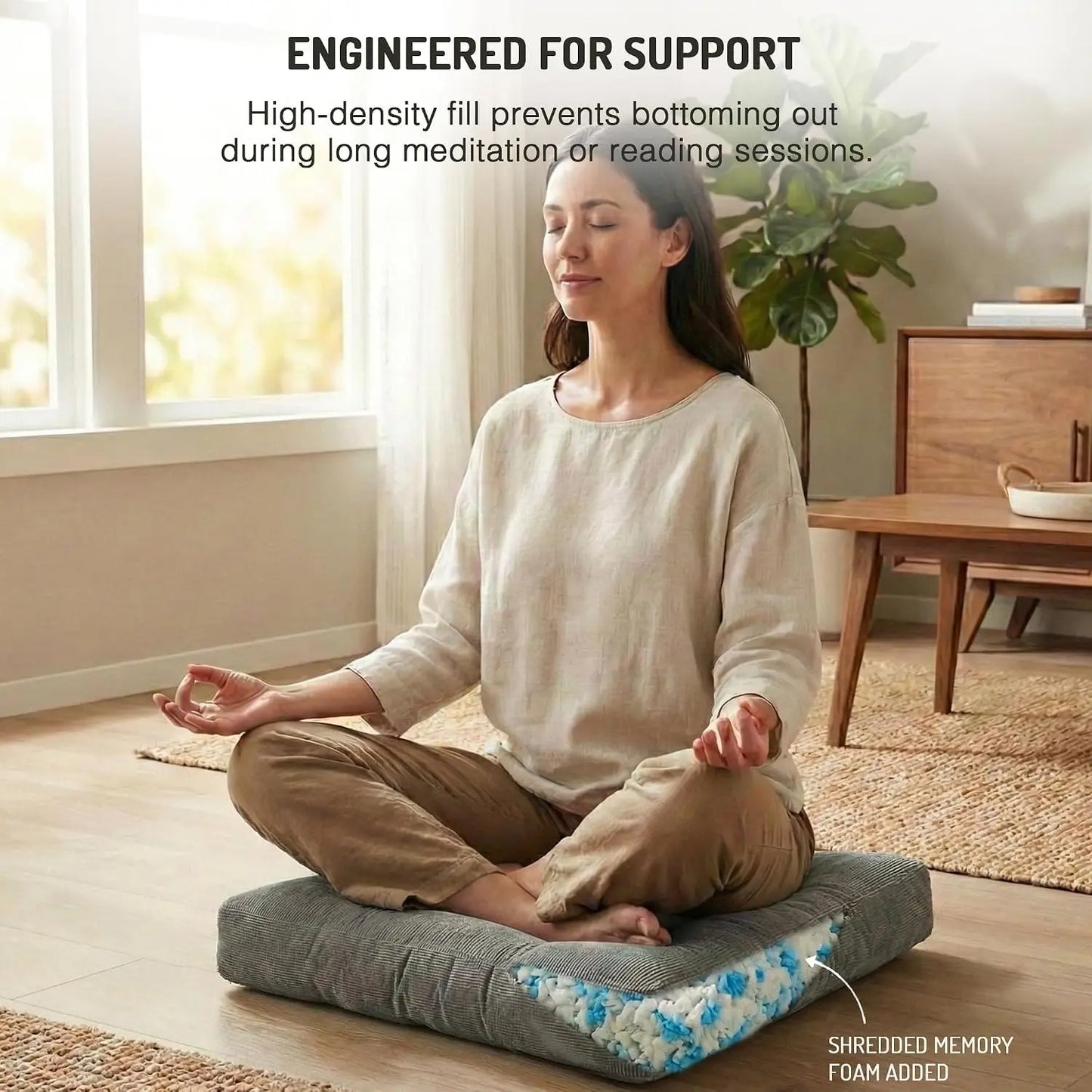 Corduroy Floor Pillows With Shredded Memory Foam Set Of Two