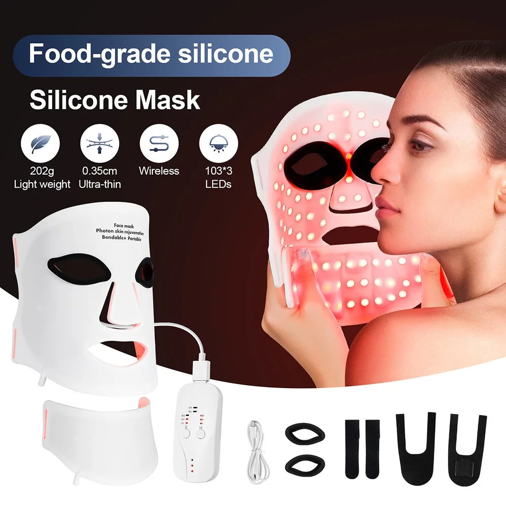 Foreverlily Silicone LED Mask With Neck For Photon Therapy