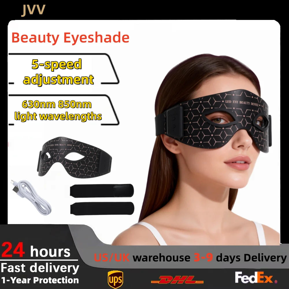 JVV 630NM 850NM Red Light Therapy Eye Mask Device Near Infrared Eye Mask Eye Massager Beauty Care Device Eye Bags Remover Devic