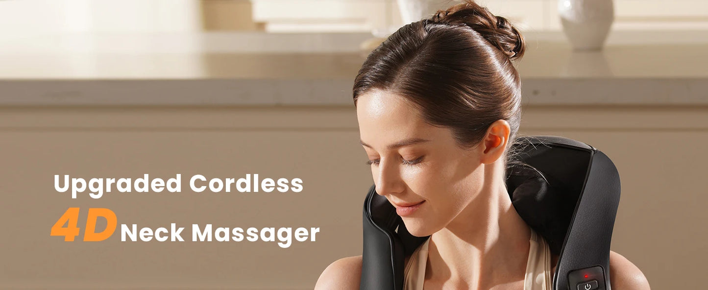 MASGRE Cordless Neck Back Massager With Adjustable Width Heat