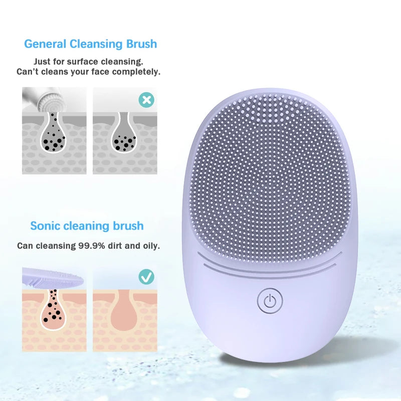 Silicone Electric Facial Cleansing Brush With Sonic Vibration