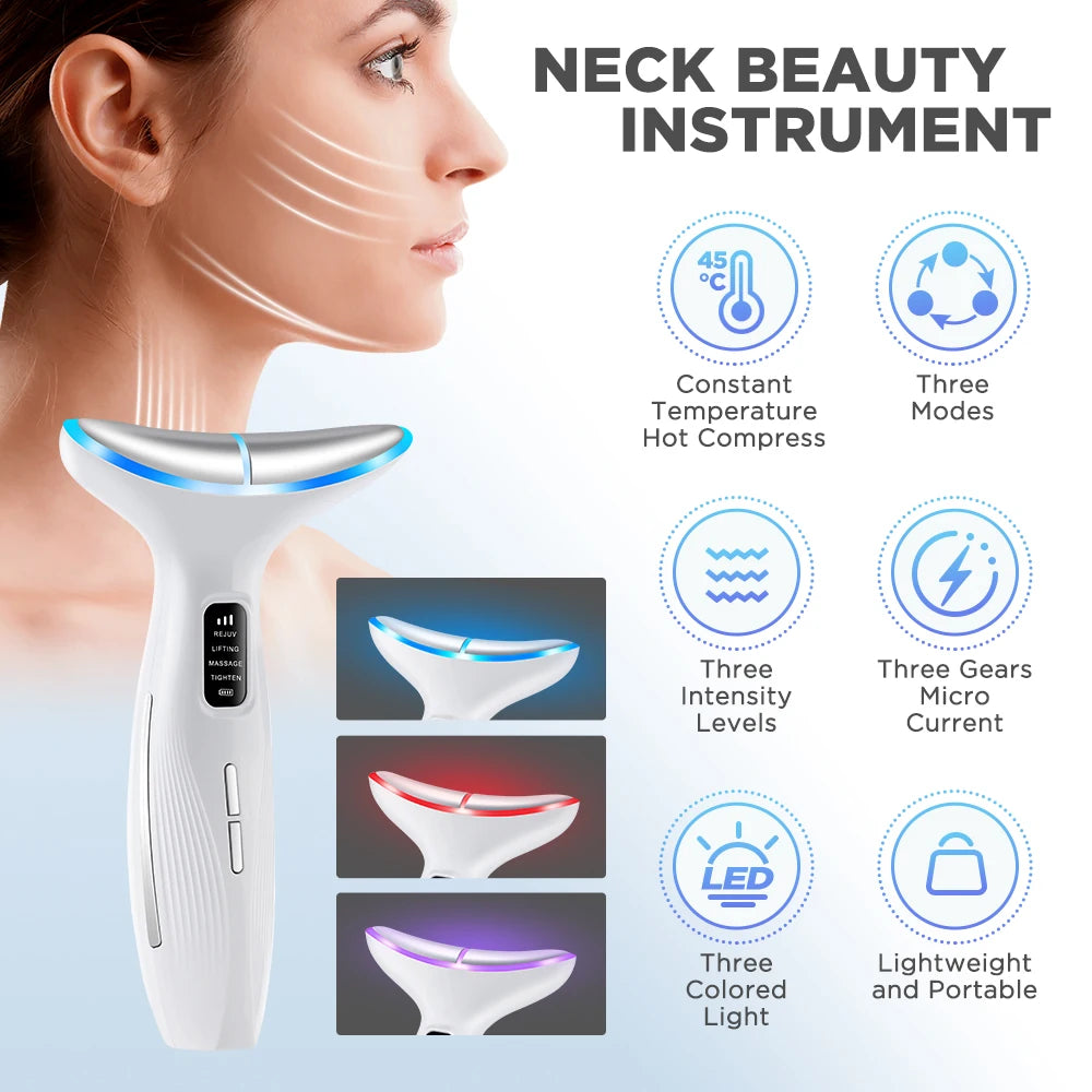 Hailicare 4 Modes LED Neck Beauty Device EMS Facial Lifting Massager