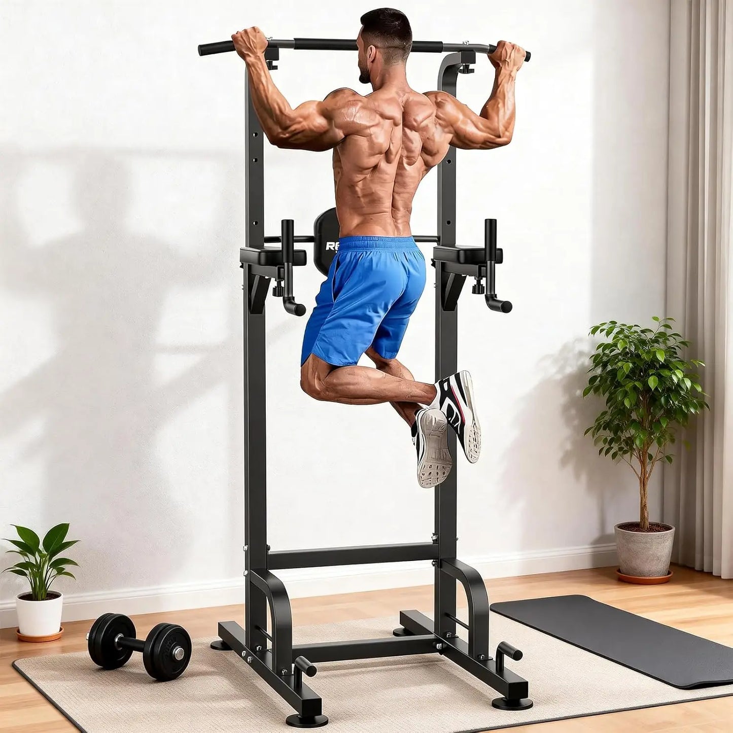 RELIFEPower Tower Pull-Up Dips Height Adjustable Multifunctional Fitness Equipment Home Power Station Push-up Handles