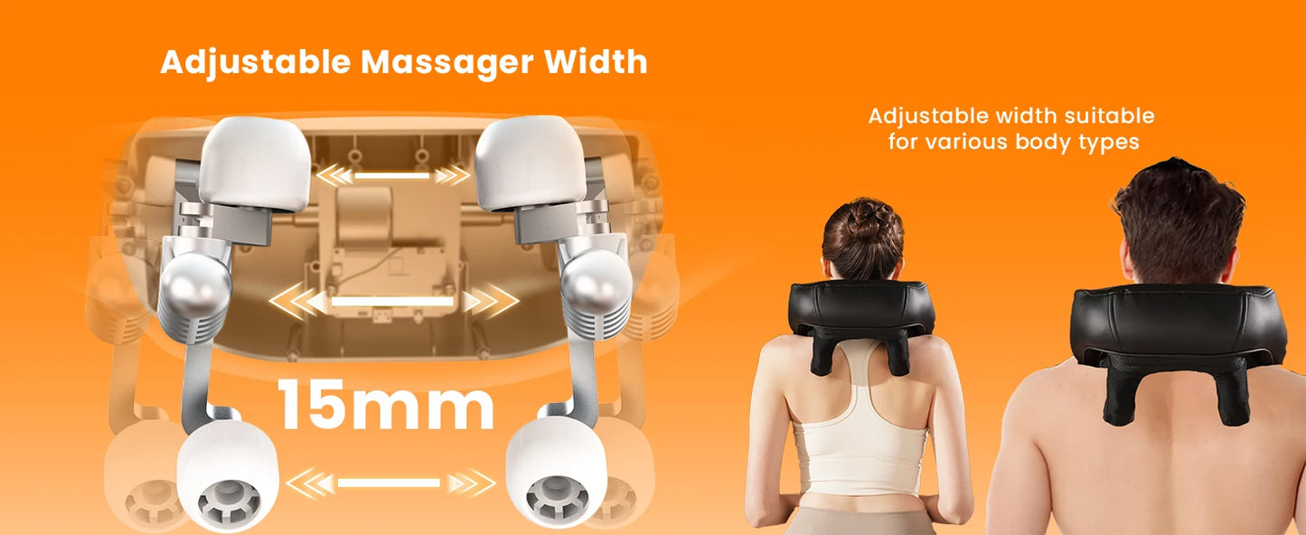 MASGRE Cordless Neck Back Massager With Adjustable Width Heat