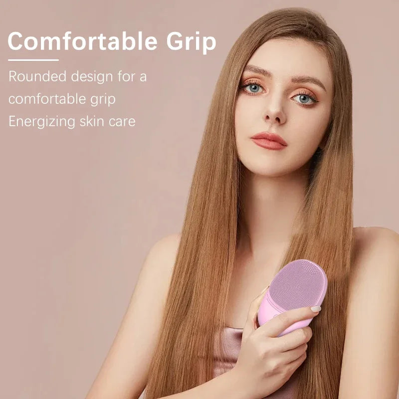 Silicone Electric Facial Cleansing Brush With Sonic Vibration
