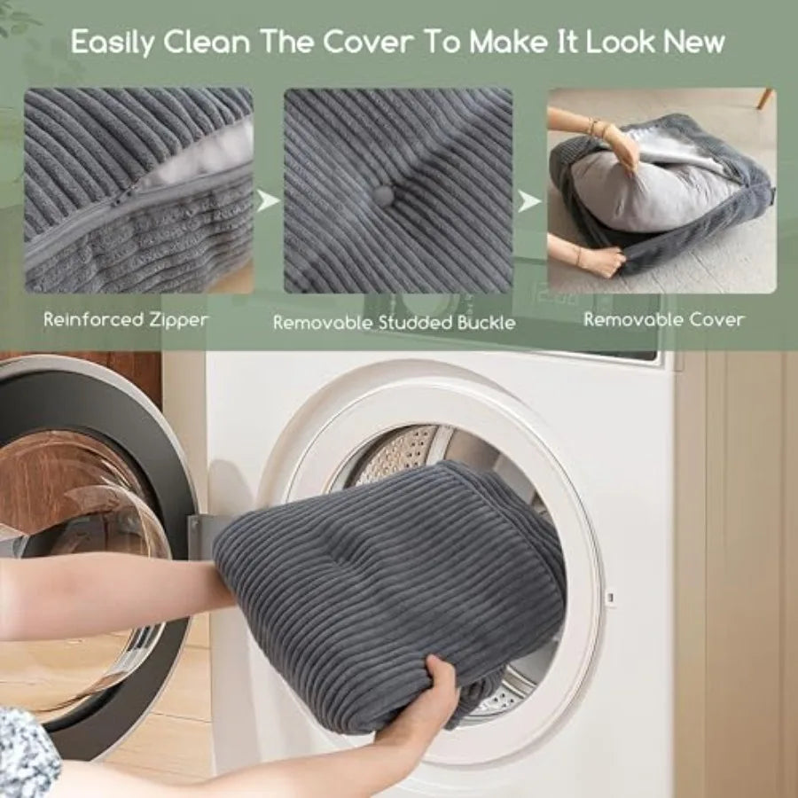 Floor Meditation Cushion For Adults With Removable Tufted Corduroy Cover