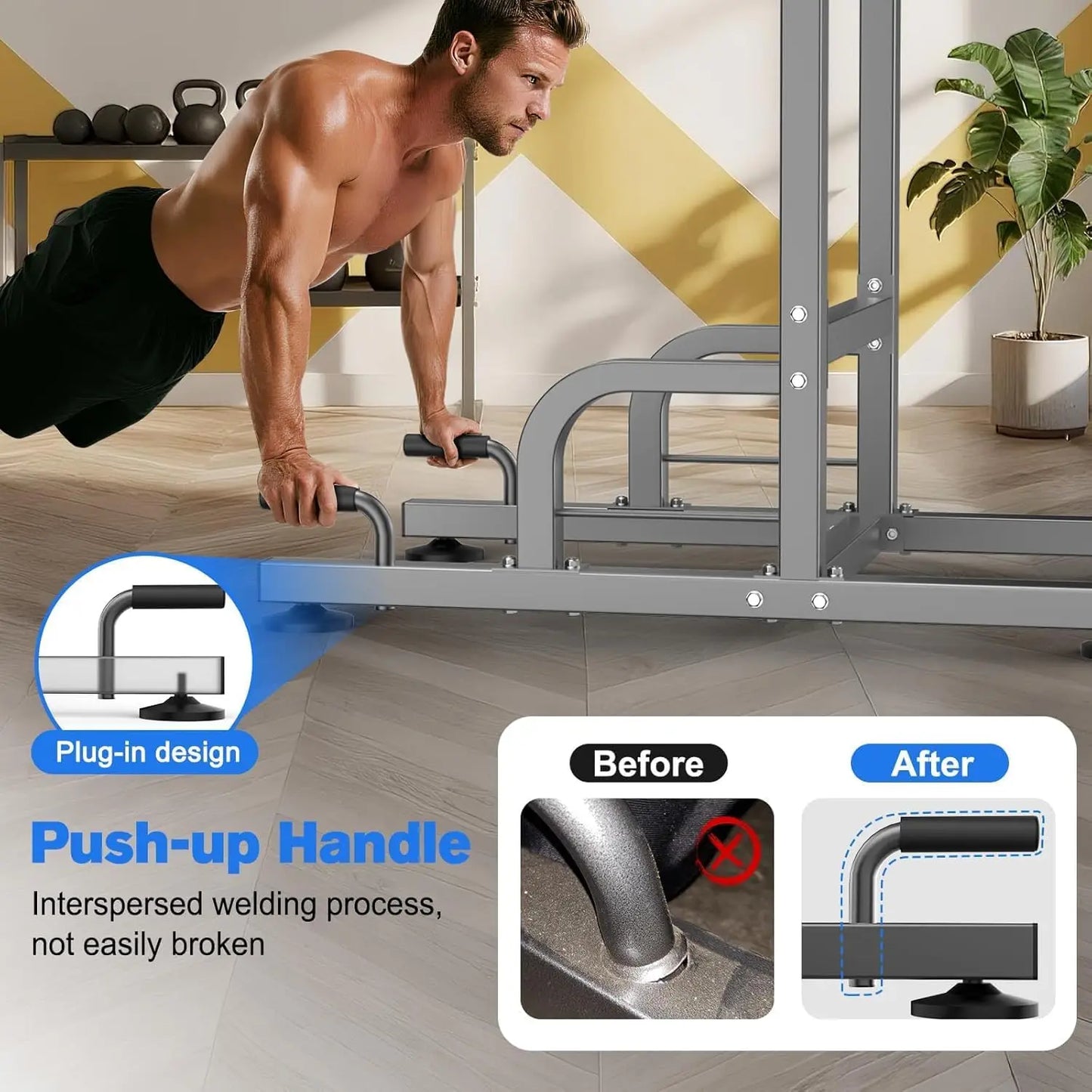 RELIFEPower Tower Pull-Up Dips Height Adjustable Multifunctional Fitness Equipment Home Power Station Push-up Handles