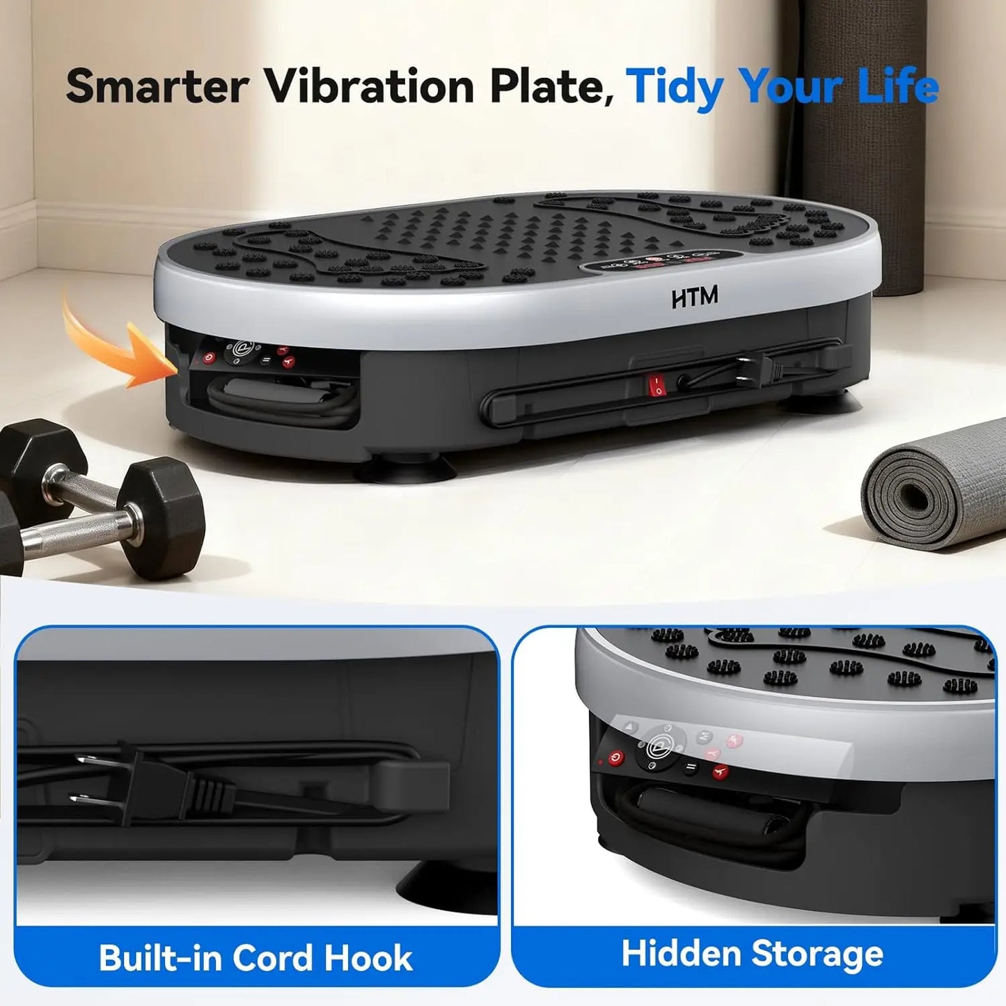 HTMM Vibration Plate Exercise Machine 120 Speeds 9 Programs