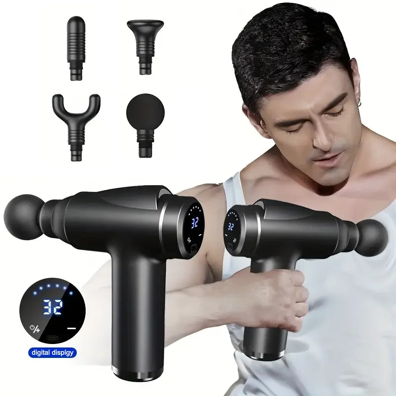Portable Vibration Massage Gun With Four Premium Attachment Heads