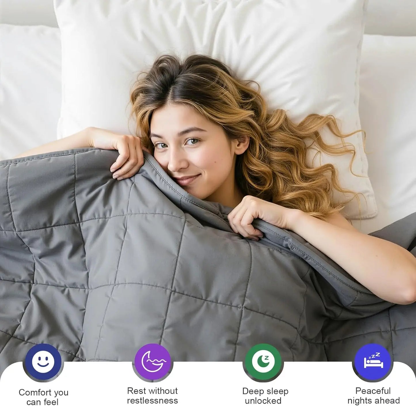 15 Lb Cooling Weighted Blanket With Glass Beads For Adults