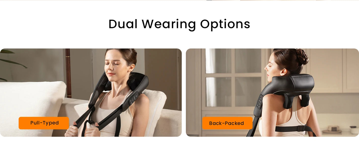 MASGRE Cordless Neck Back Massager With Adjustable Width Heat