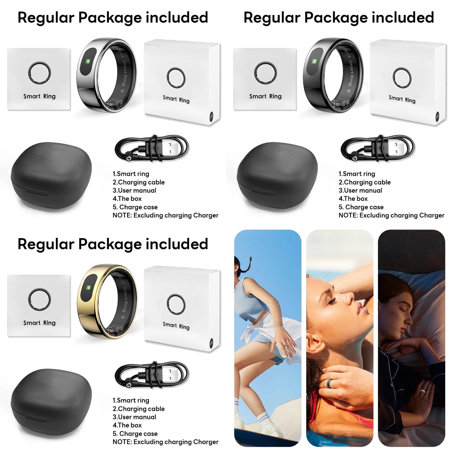 Govllfoz R08 Smart Ring Heart Rate Monitoring With Charging Case