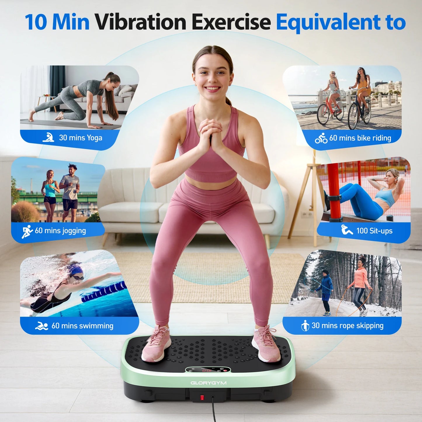 Vibration Plate Fat Burning Machine 120 Speed Levels 330lbs Capacity