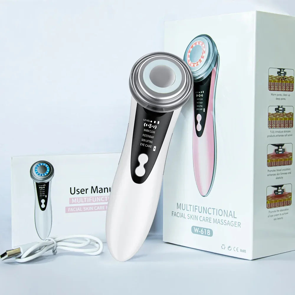 EMS Facial Massager LED Light Therapy Sonic Ion Vibration