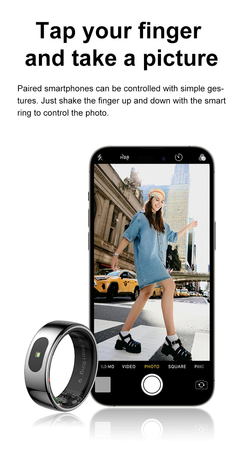 Govllfoz R08 Smart Ring Heart Rate Monitoring With Charging Case