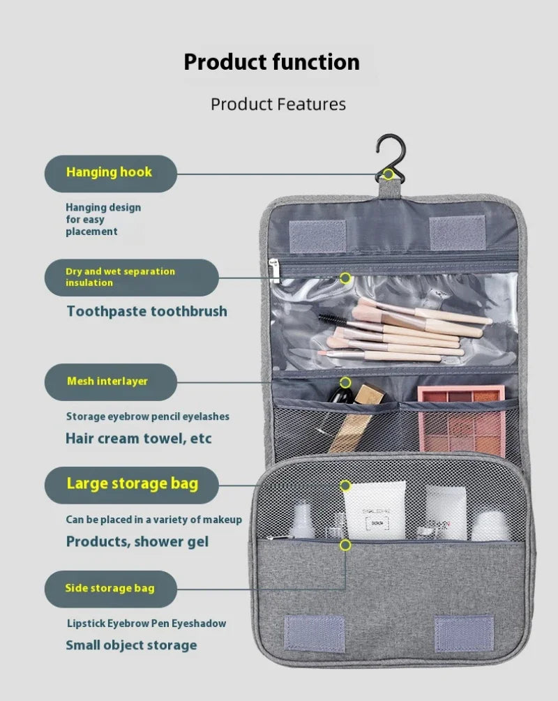 NONECN Foldable Toiletry Bag Organizer Hanging Cosmetic Travel Case