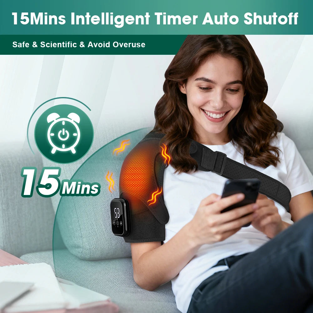 PastSky Electric Heated Shoulder Massager With Touch Screen And Timer
