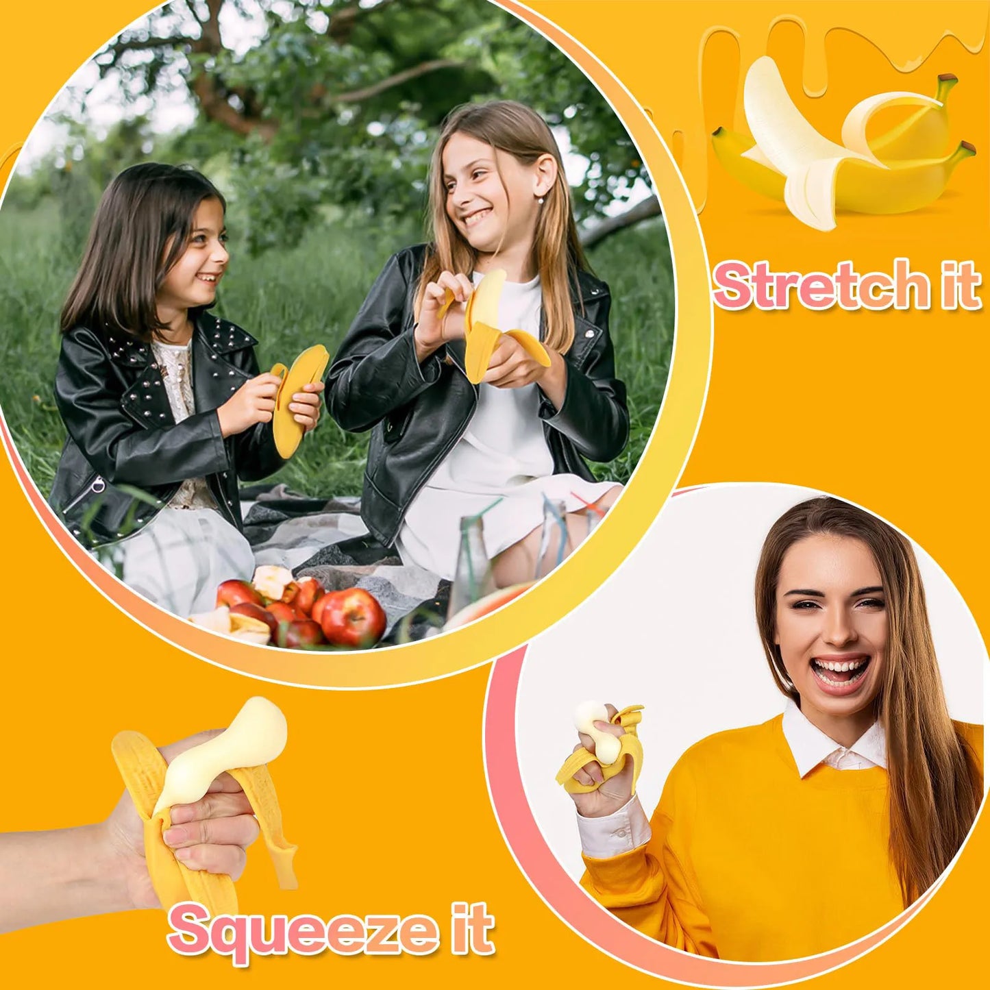 Fruit Squishy Stress Ball Fidget Toy Banana Anxiety Relief