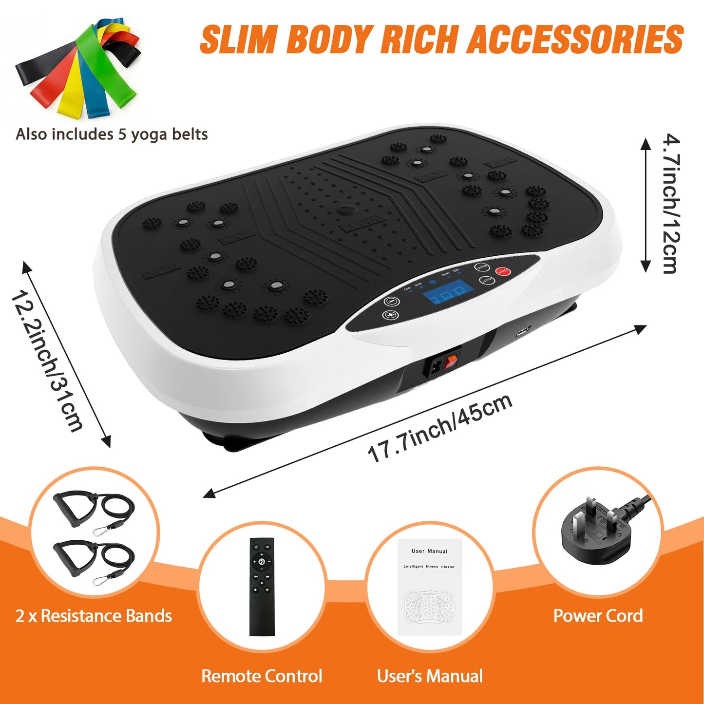 Portable Vibration Plate With Bluetooth Resistance Bands And Yoga Straps