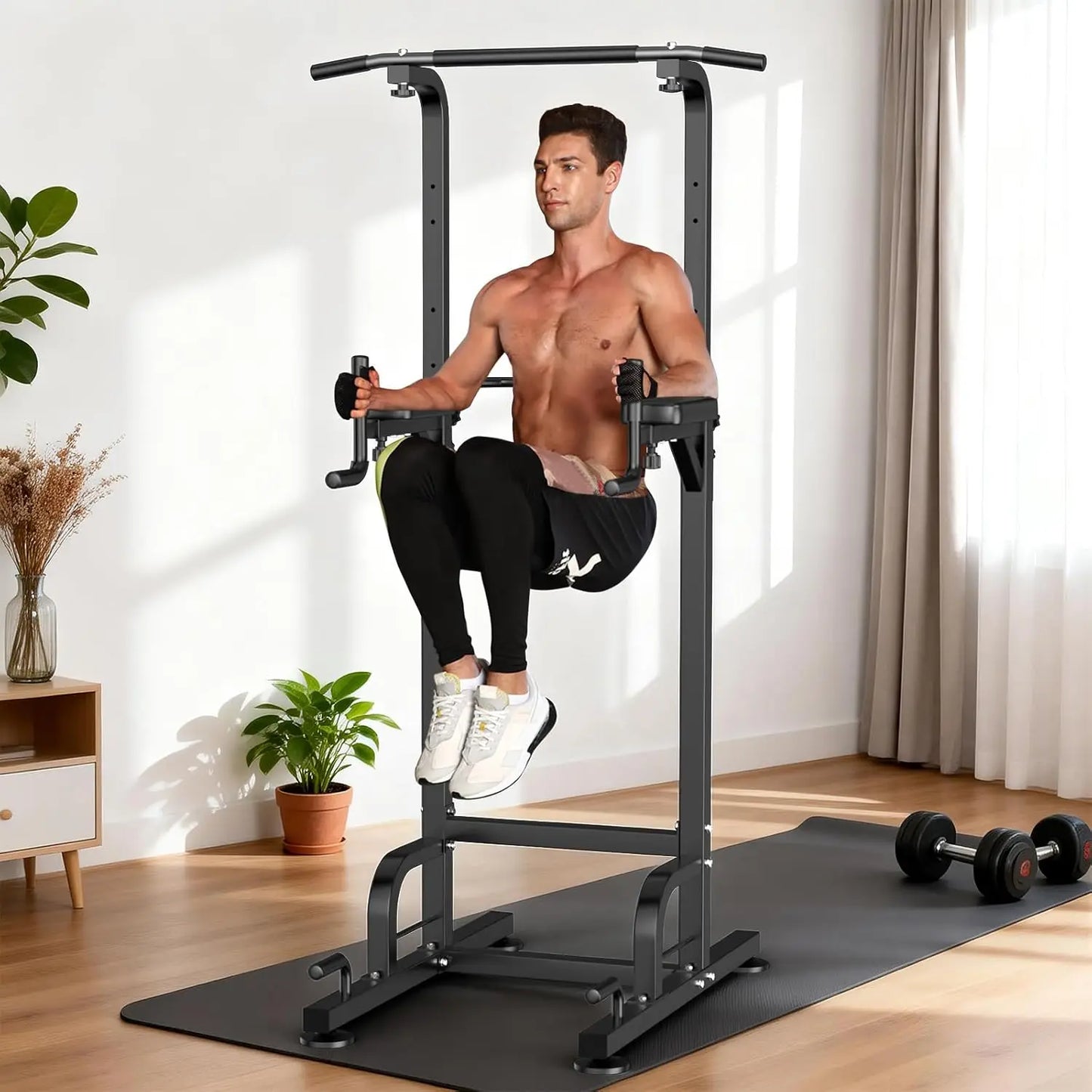 RELIFEPower Tower Pull-Up Dips Height Adjustable Multifunctional Fitness Equipment Home Power Station Push-up Handles