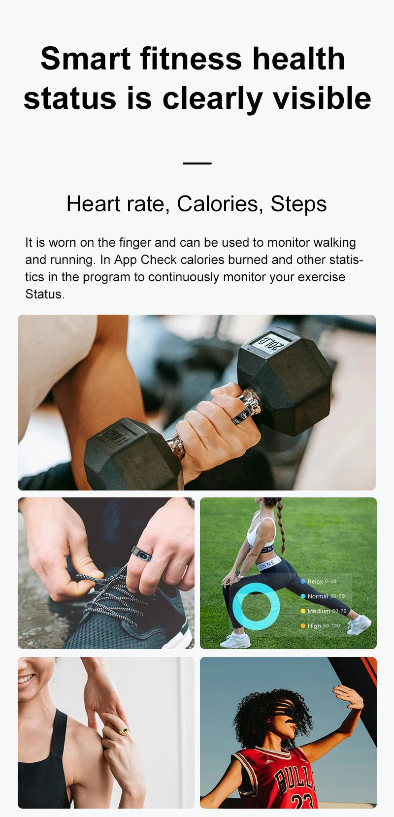Govllfoz R08 Smart Ring Heart Rate Monitoring With Charging Case
