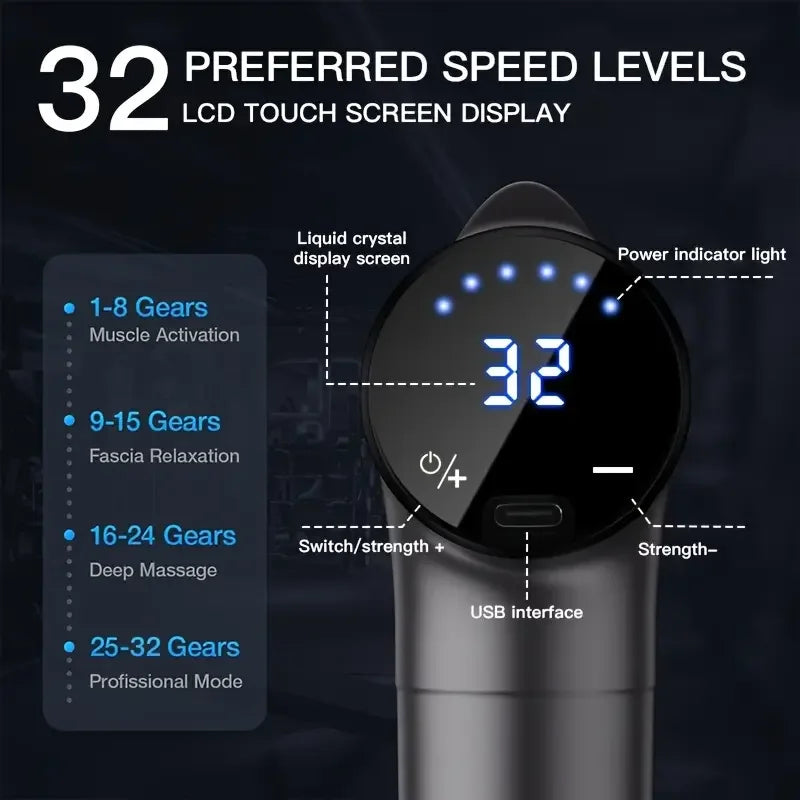 Portable Vibration Massage Gun With Four Premium Attachment Heads