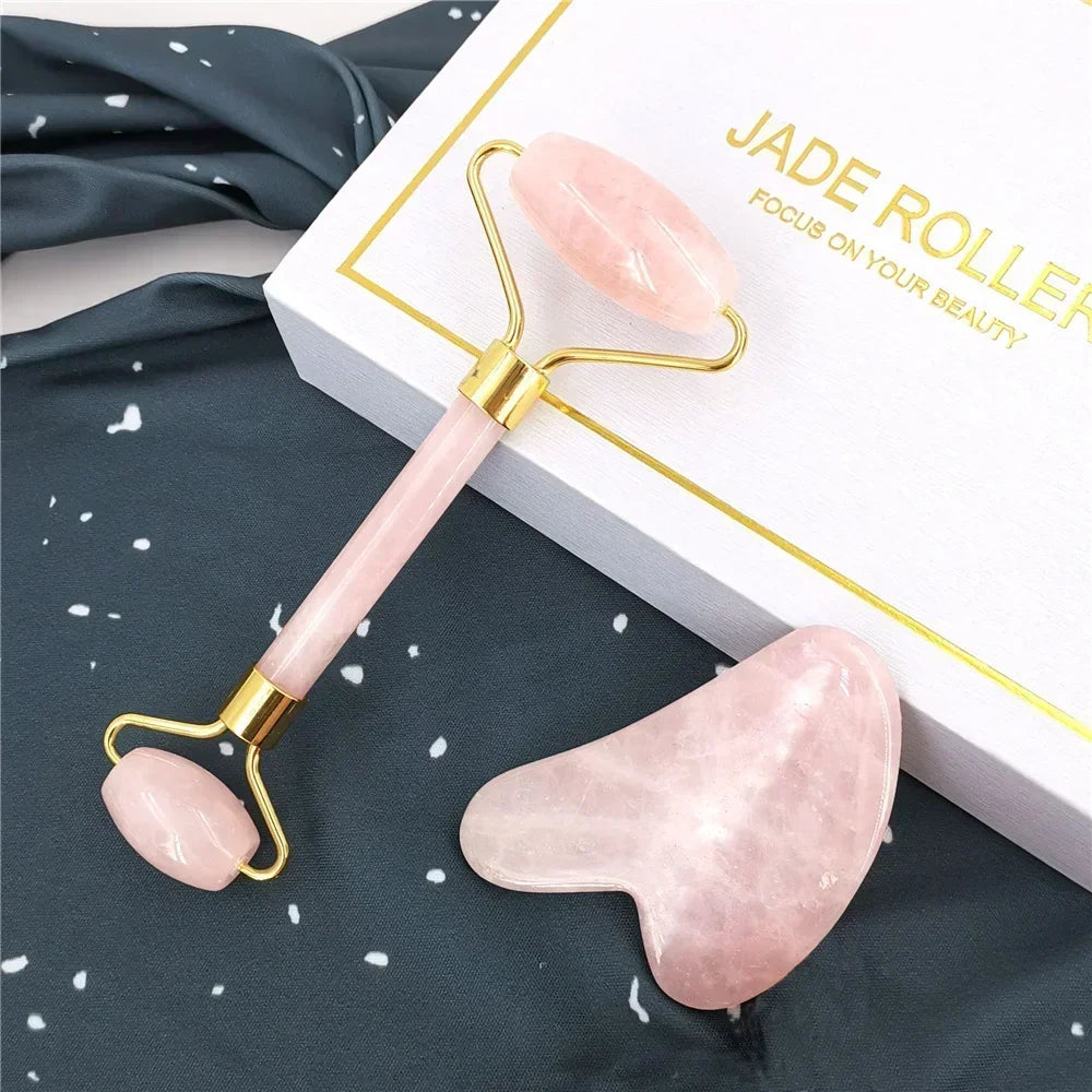 Dawndesslo Natural Jade Roller Gua Sha Set For Facial Massage