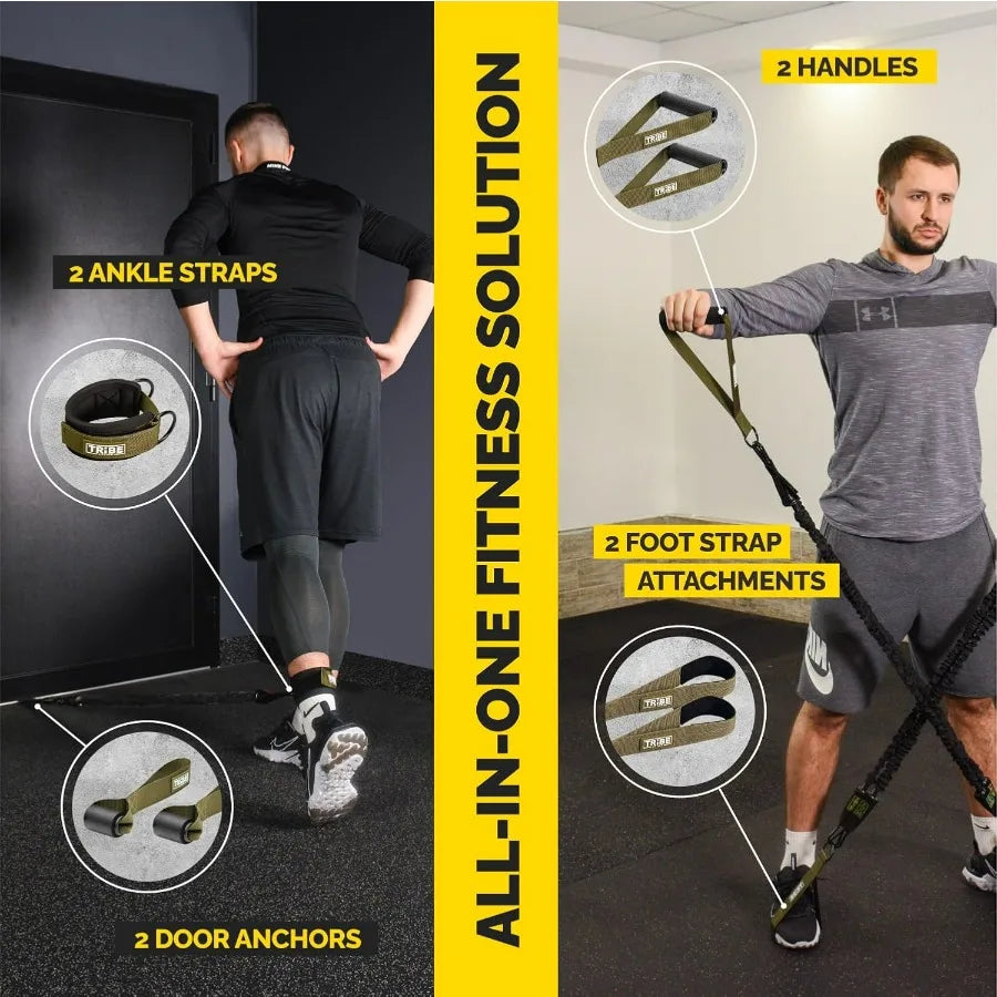 Tube Resistance Bands Set With Bar And Ankle Straps