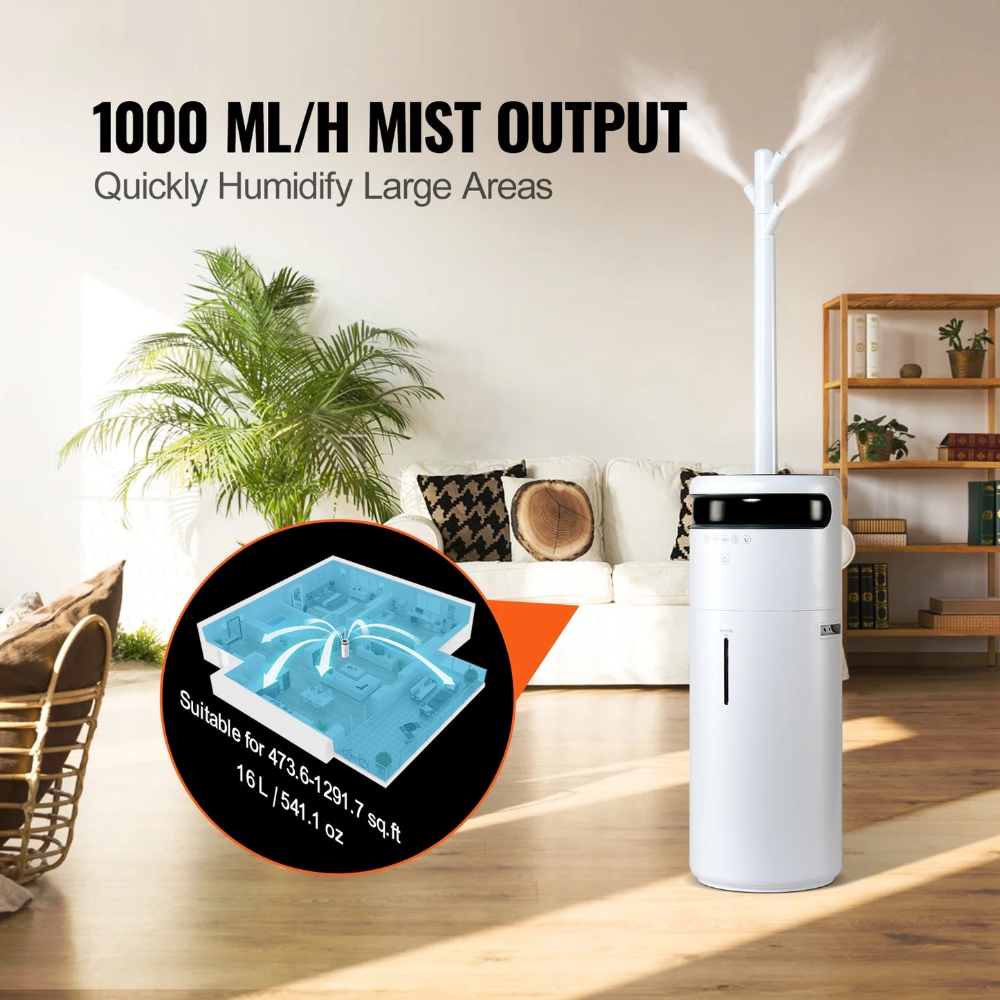 SucceBuy 16L Ultrasonic Humidifier For Large Rooms 12H Timer Auto Shut Off