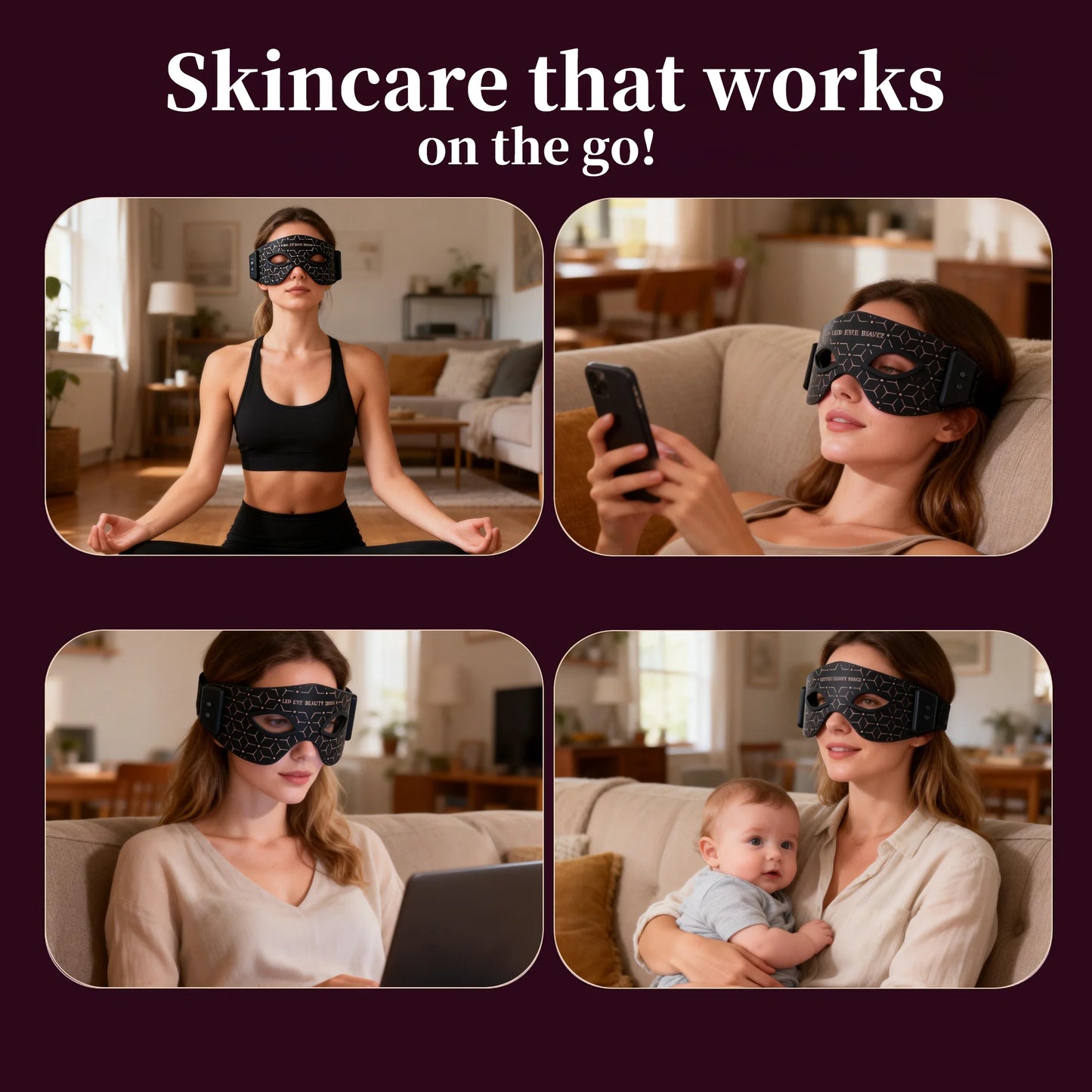 JVV 630NM 850NM Red Light Therapy Eye Mask Device Near Infrared Eye Mask Eye Massager Beauty Care Device Eye Bags Remover Devic