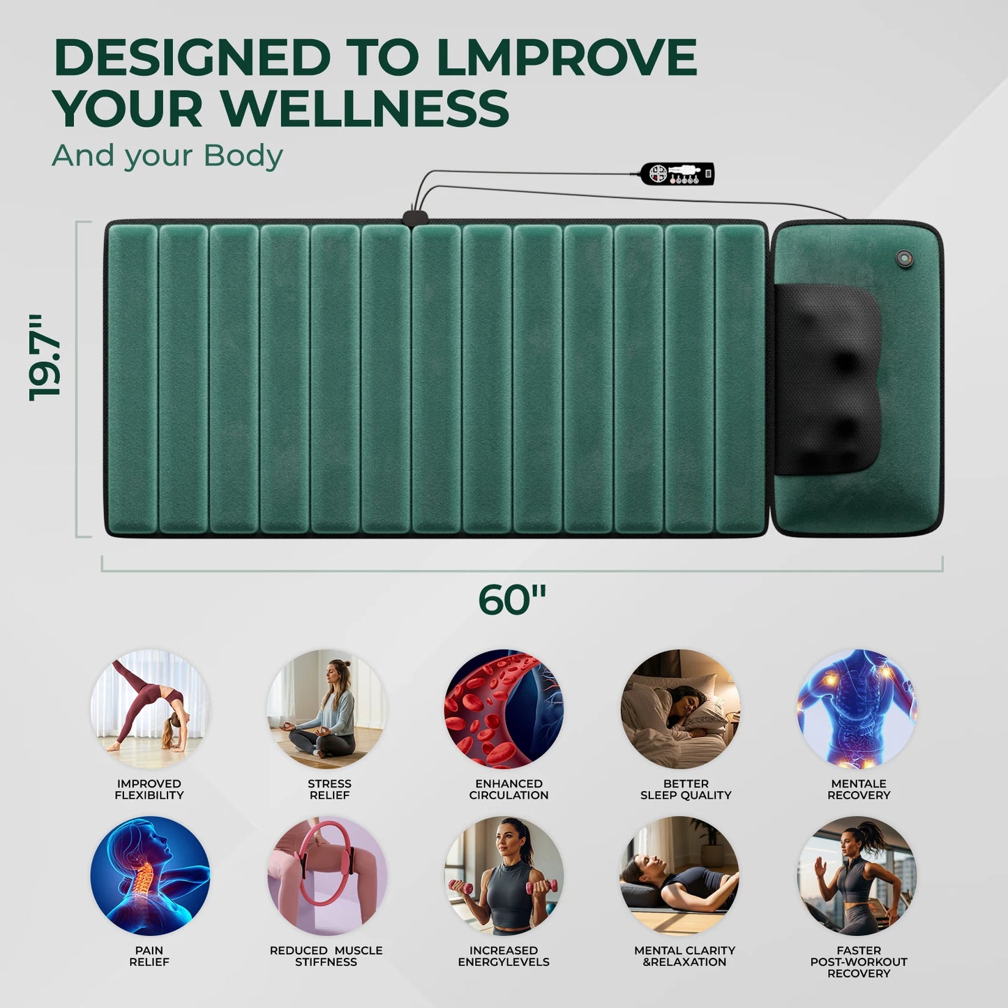 HIMOUTA Full Body Massage Mat With Heat And 10 Motors