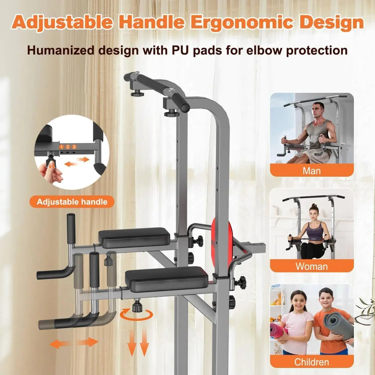 RELIFEPower Tower Pull-Up Dips Height Adjustable Multifunctional Fitness Equipment Home Power Station Push-up Handles