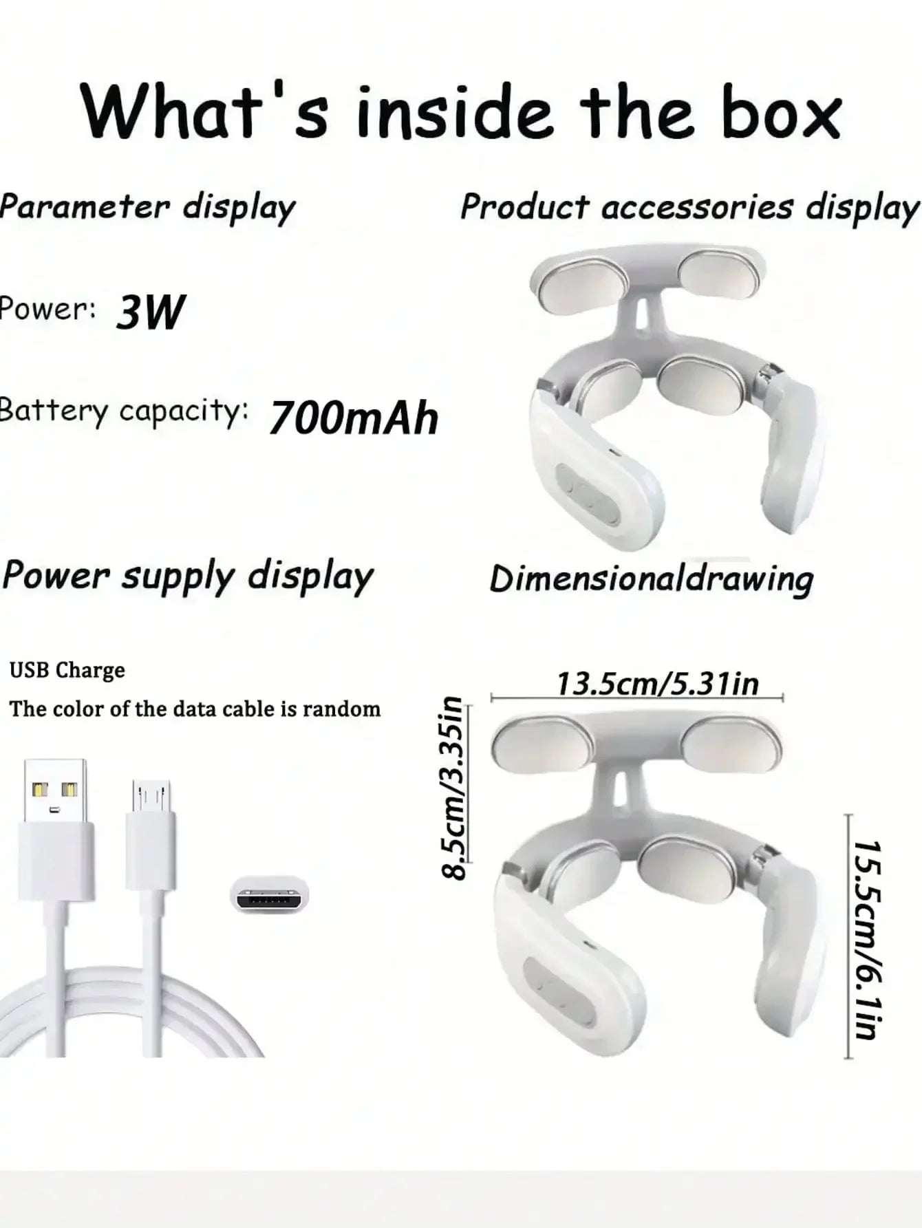 Portable Electric Neck Massager Rechargeable Muscle Relief Device